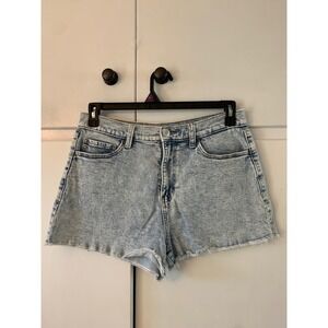 SO High Rise‎ Mom Shorts Denim Acid Wash Frayed Hem Womens Size 11/30W